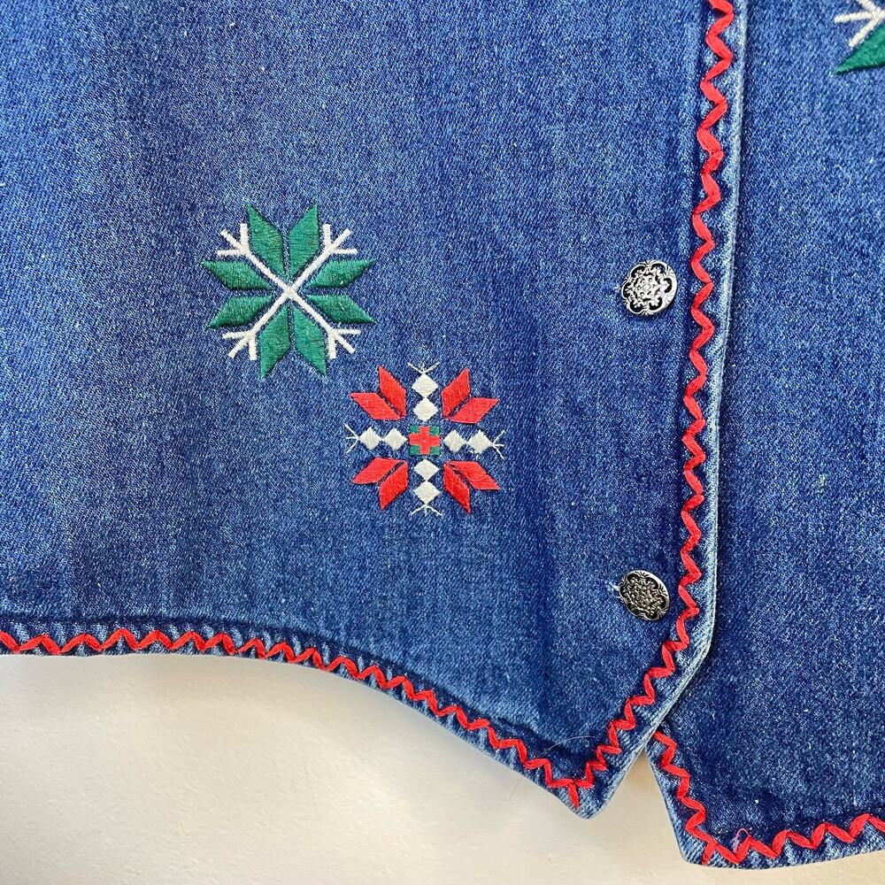Susan Bristol Vintage Patchwork Embroidered Denim Boho Western Country Vest M - Picture 4 of 12